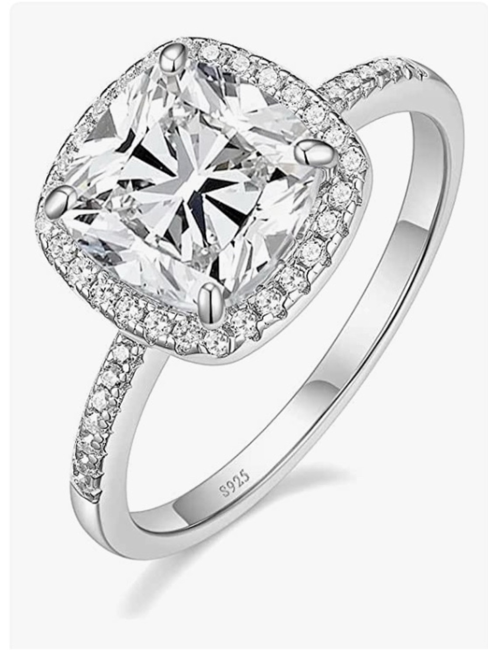 Classic engraved 925 real sterling silver lab stone women ring